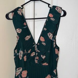 Lulu's Green and Pink Floral High Low Dress